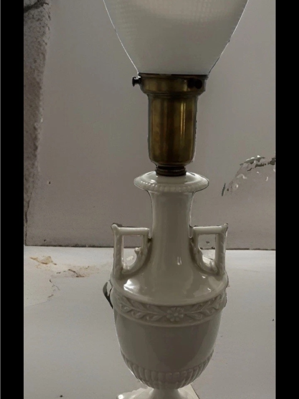 Classic White Ceramic Table Lamp with Brass Accent